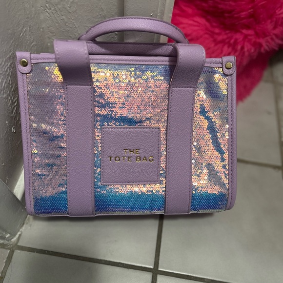 Lavender and Blue Sequin Tote Bag - Picture 2 of 3